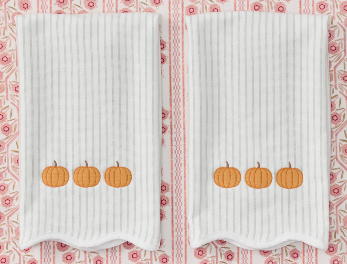 Embroidered Pumpkin Kitchen Towels