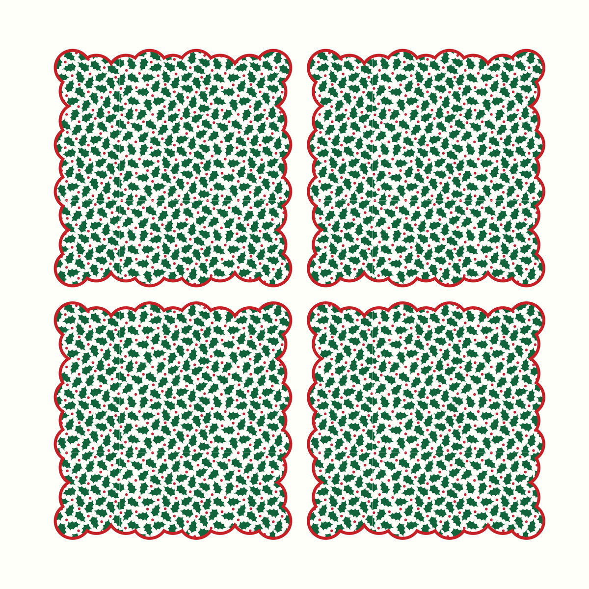 Holly Linen Cocktail Napkins - Set of 4
