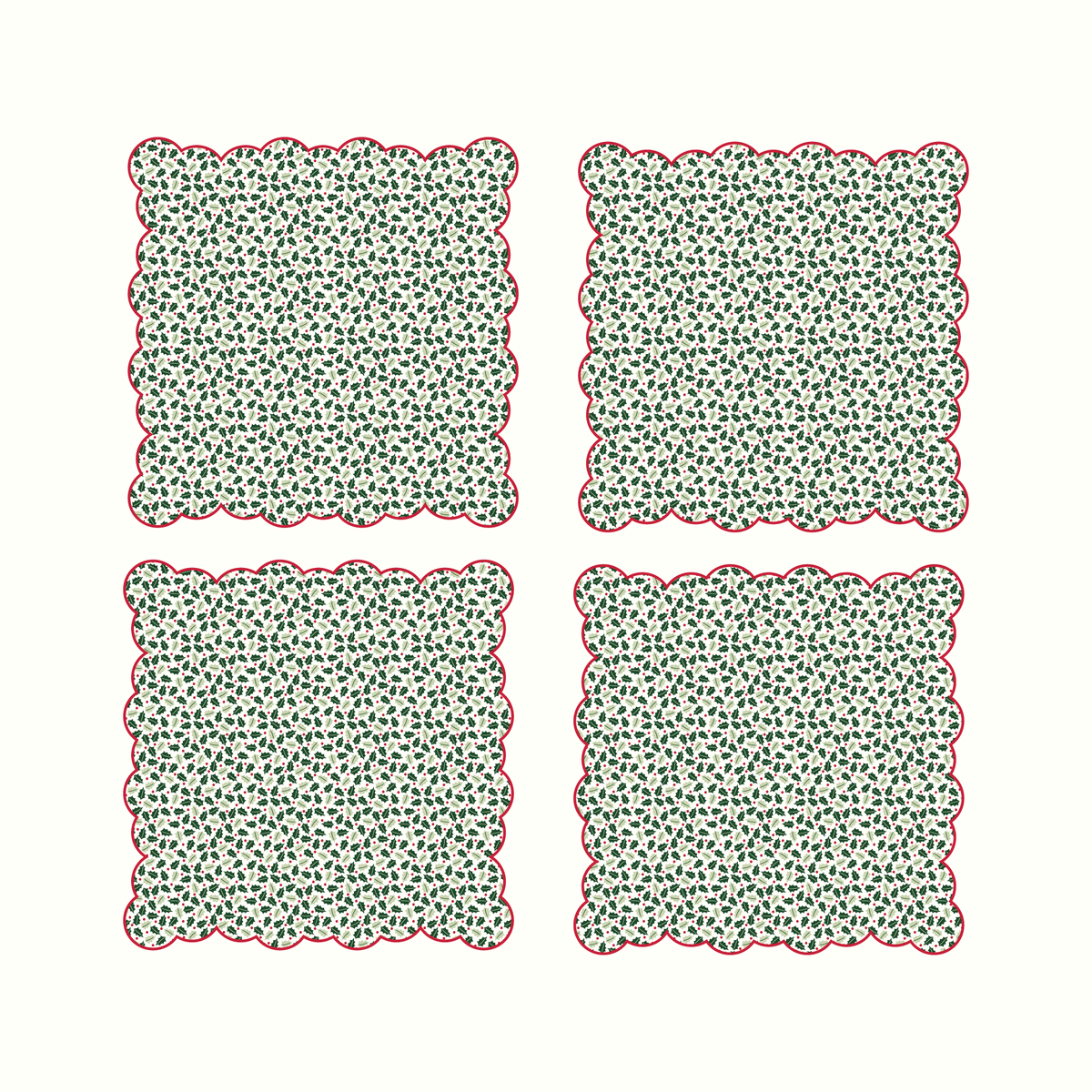 Holly Linen Cocktail Napkins - Set of 4