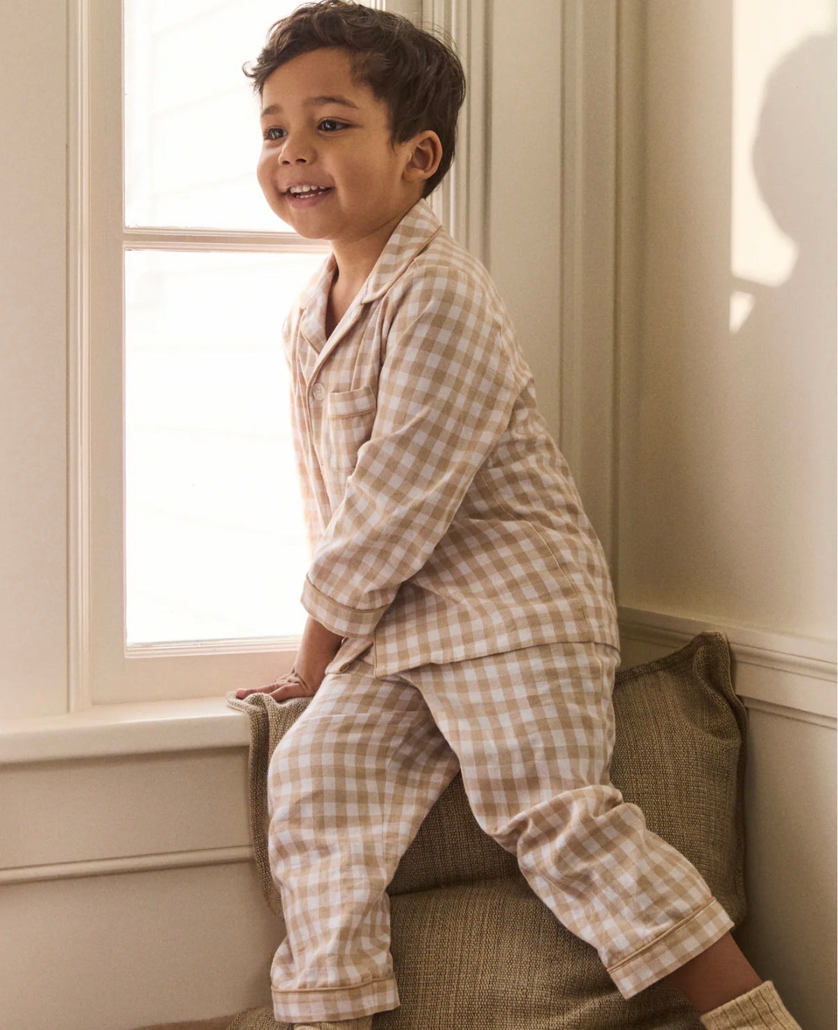 Kids Camel Gingham Pajama
