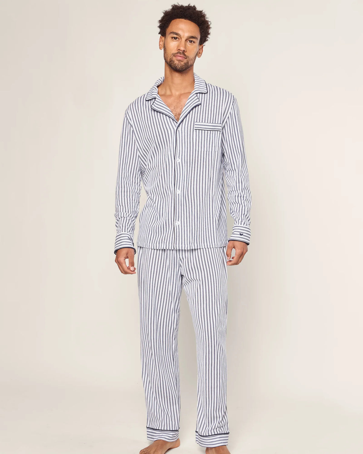 Men's Navy Ticking Pima Pajama