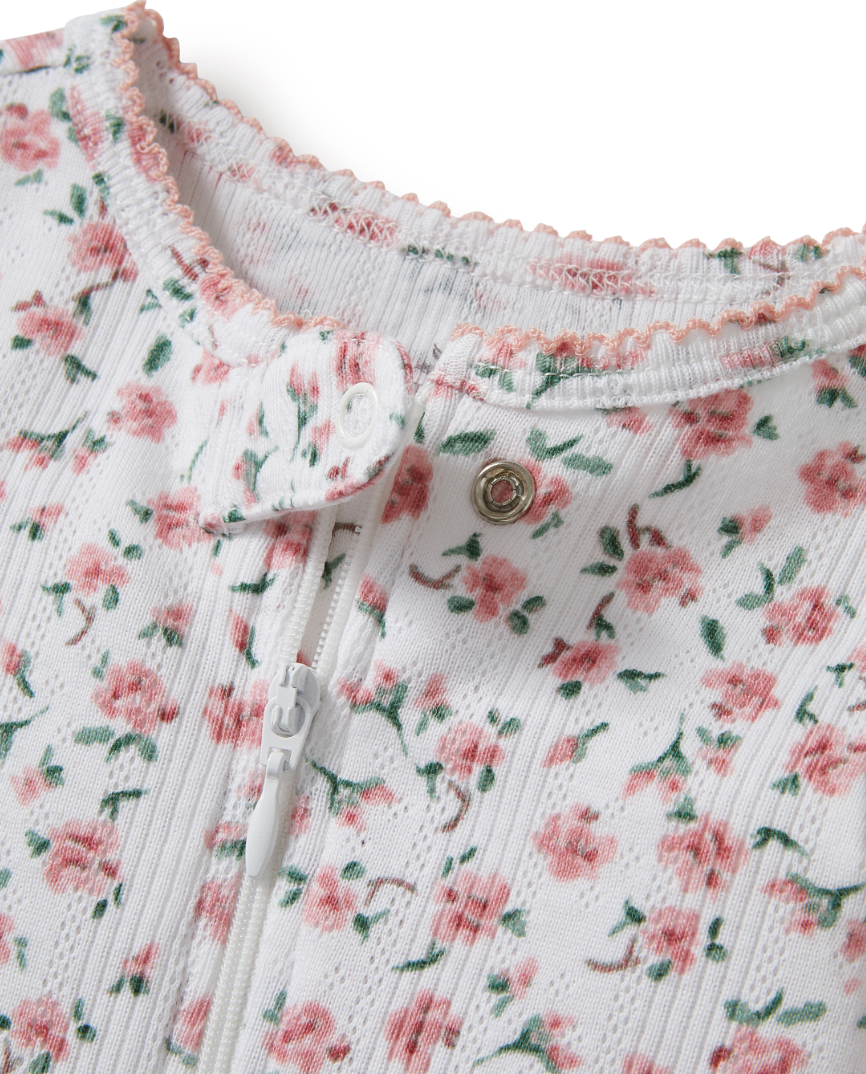 Infant Pointelle Romper in Pink Floral