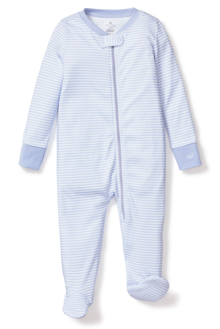 Baby Pima Romper in Blue Stripes