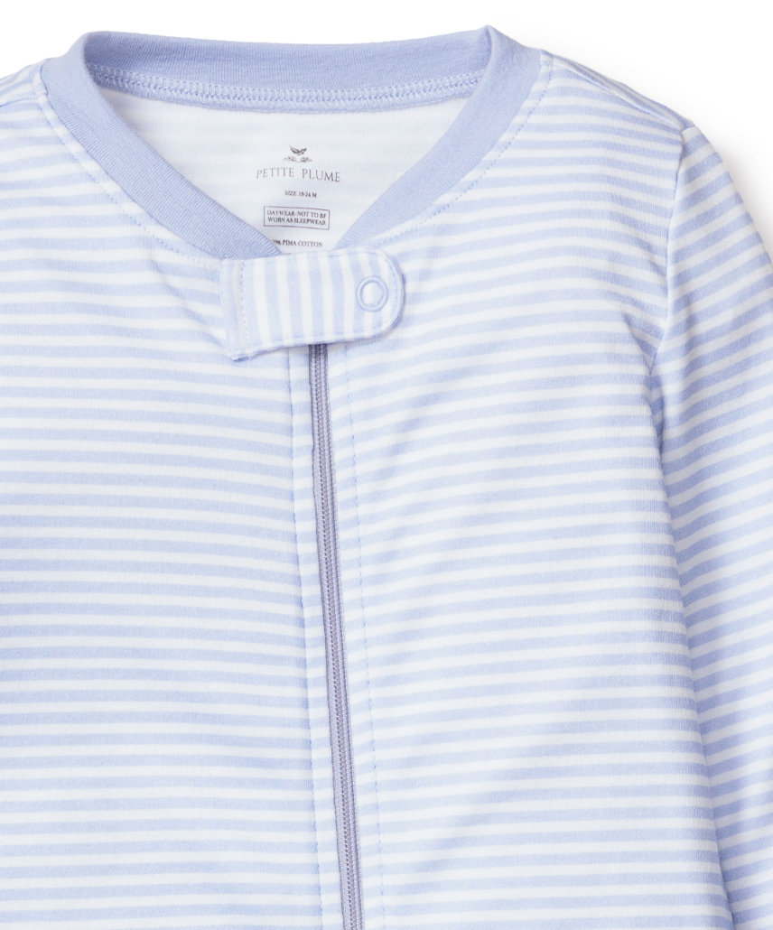 Baby Pima Romper in Blue Stripes