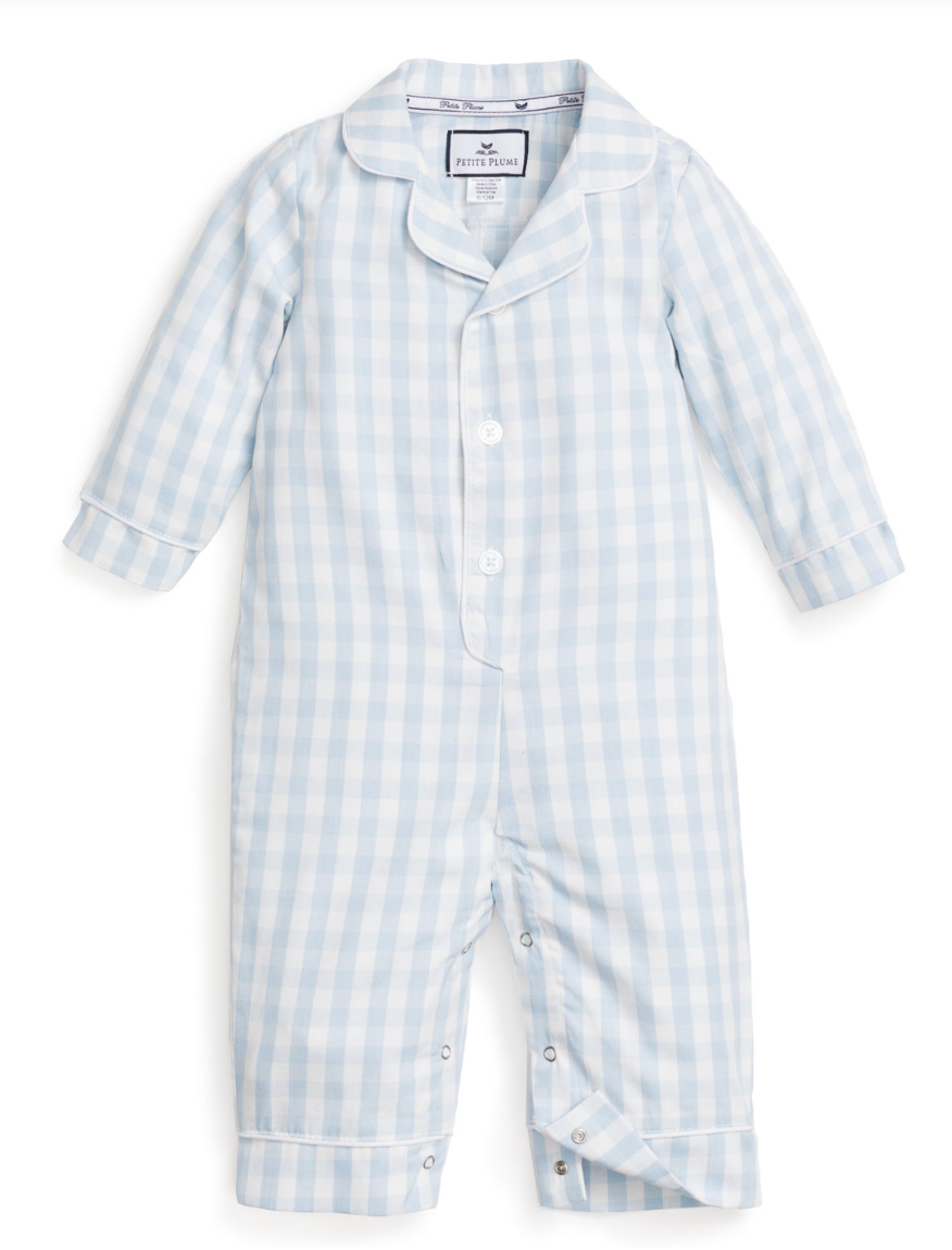 Light Blue Gingham Romper