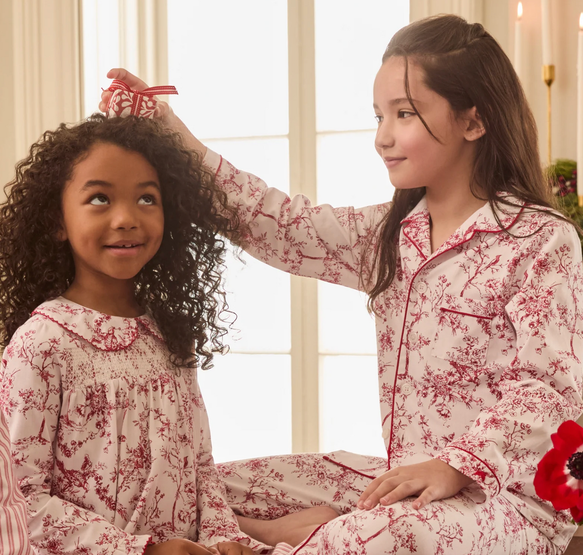 Red Timeless Toile Mommy & Me Matching Pajamas