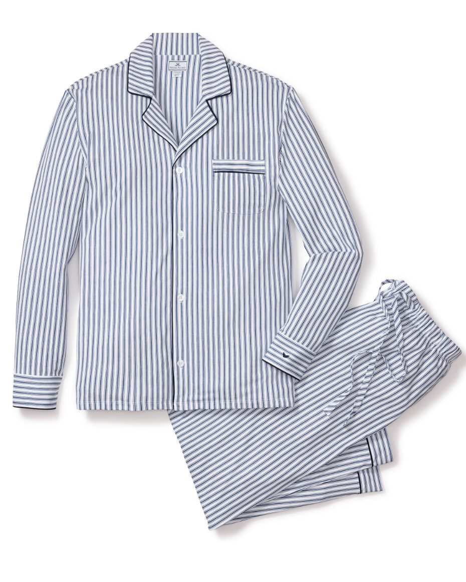 Men's Navy Ticking Pima Pajama