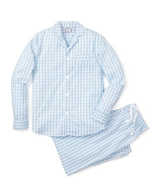 Men's Light Blue Gingham Pajama Set