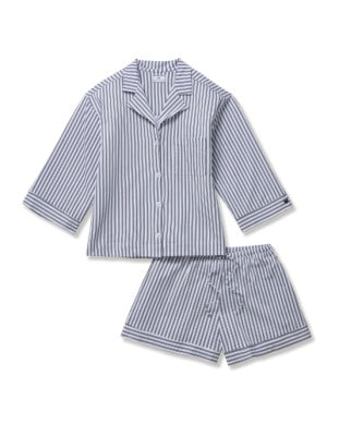 Women's Pima Olivia Short Set In Navy French Ticking